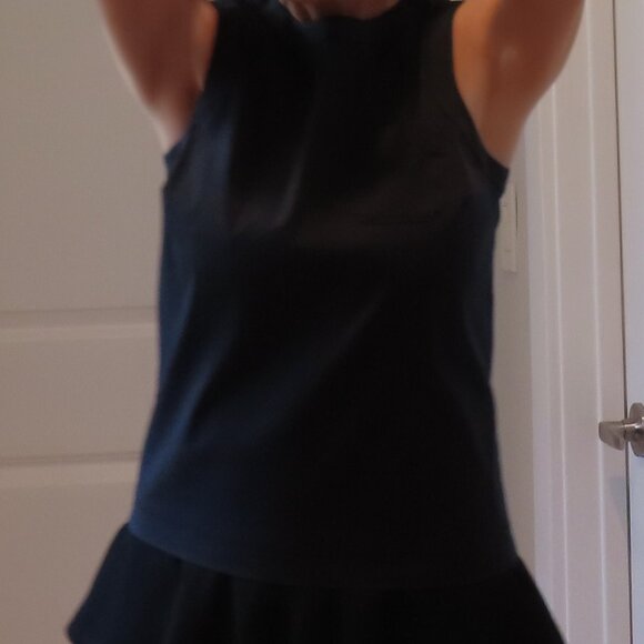 W by Worth sleeveless navy cotton/nylon + black ruffle top, size S - Picture 1 of 9